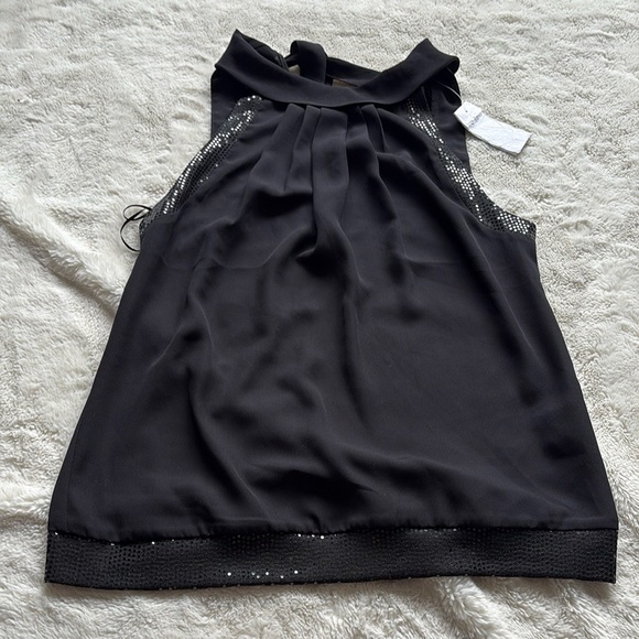 Suzy Shier Black Sequin Mesh Blouse – Size S | Night-Out Glam | Statement Style - Picture 1 of 5